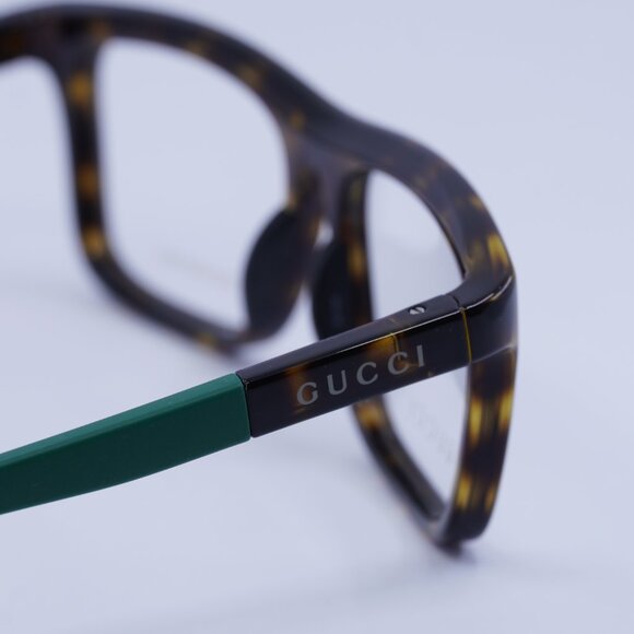 Gucci GG1737O 004 Eyeglasses Havana/Green 54mm Rectangle Frame - Picture 5 of 11
